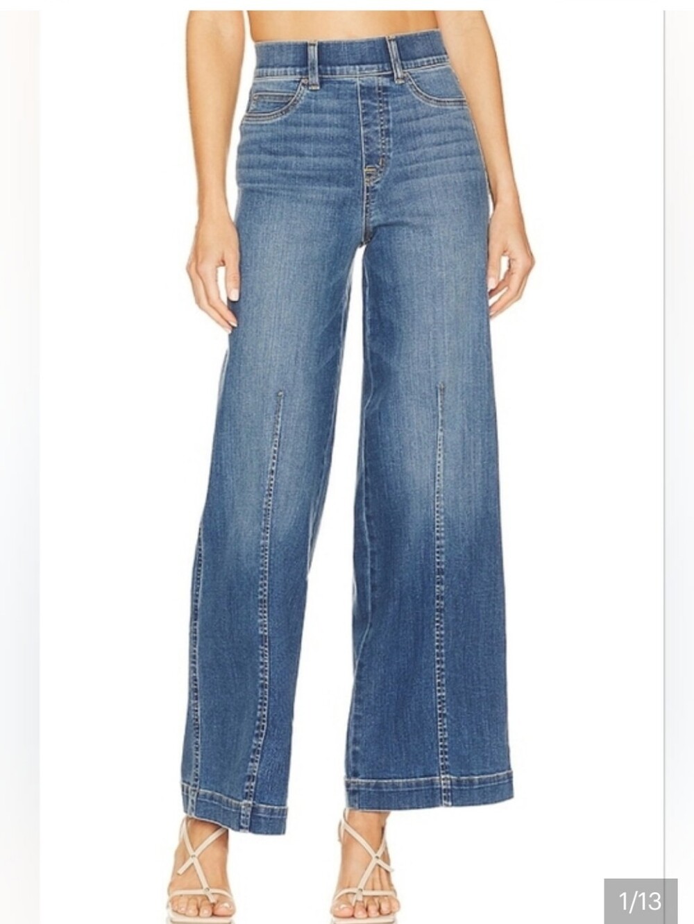 NWT Spanx SPANXshape™ EveryWear Seamed-Front Wide Leg Jeans Large Tall